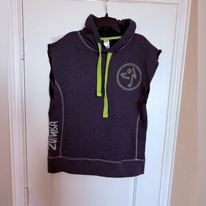 Zumba Fitness Sleeveless Hoodie - Charcoal and Lime